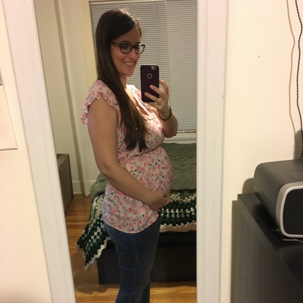 Motherhood Maternity Flutter Sleeve Tie Waist Top